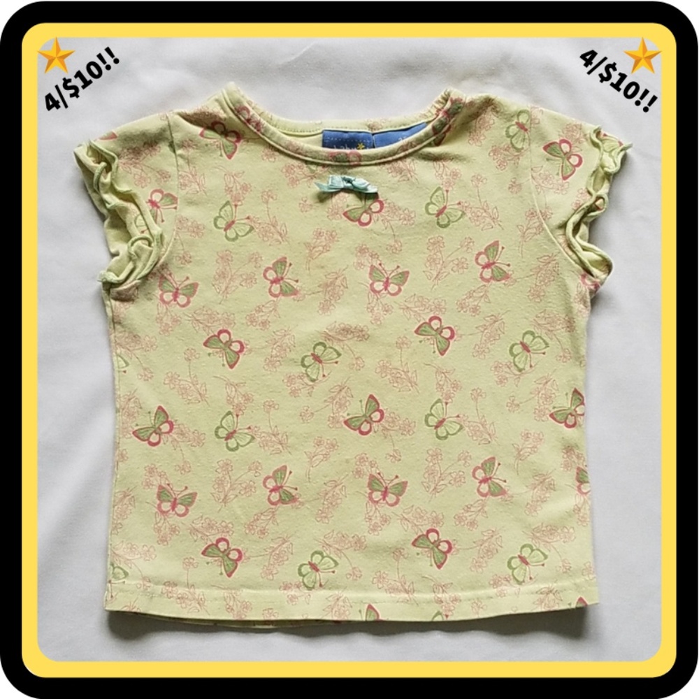 🌟4/$10🌟 Baby Crew Yellow Shirt w/ Butterflies